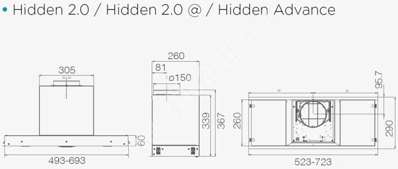 Аспиратори за вграждане Аспиратор Elica Hidden 2.0 IX 52/60