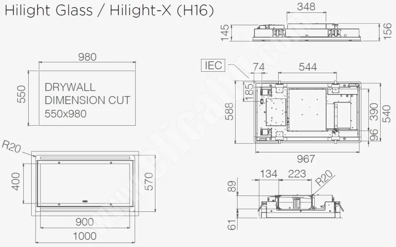 Аспиратори за островен монтаж Аспиратор Elica Hilight-X H16 IX 100