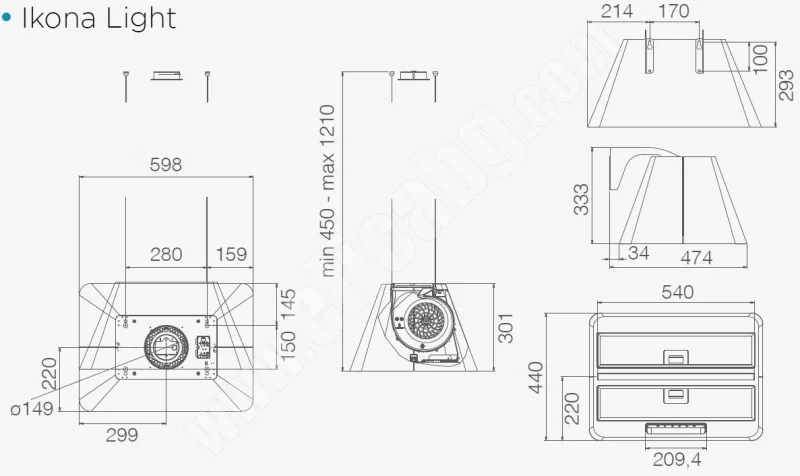 Аспиратори окачени Аспиратор Elica Ikona Light WH 60