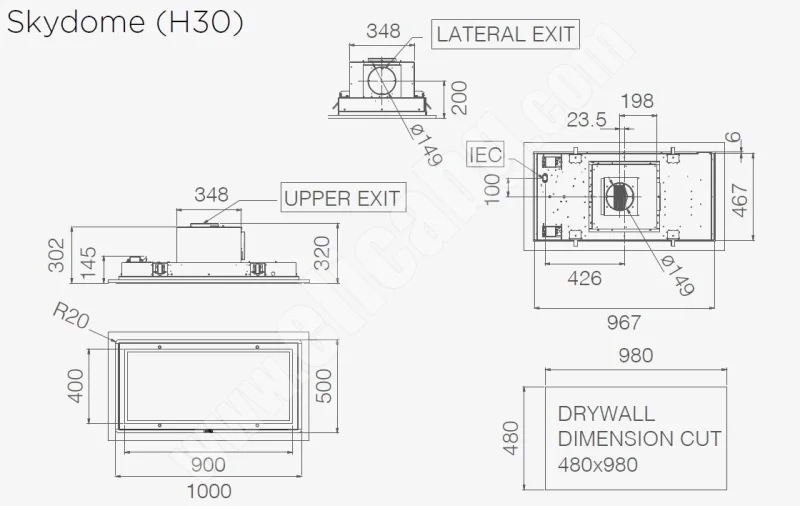 Аспиратори за островен монтаж Аспиратор Elica Skydome H30
